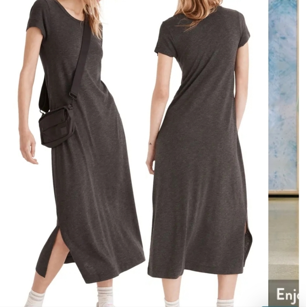Madewell Relaxed Grey Midi Tee Dress Size Small Tri Blend Jersey - Picture 6 of 11